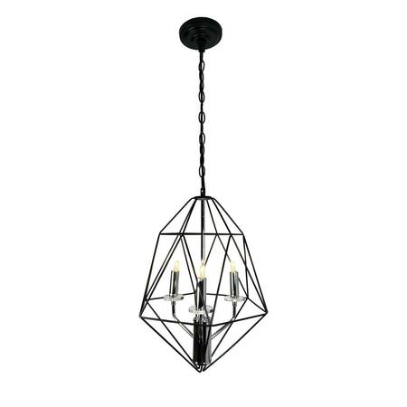 BRILLIANTBULB Amaite 3-Light Black and Chrome Geometric Chandelier BR3588157